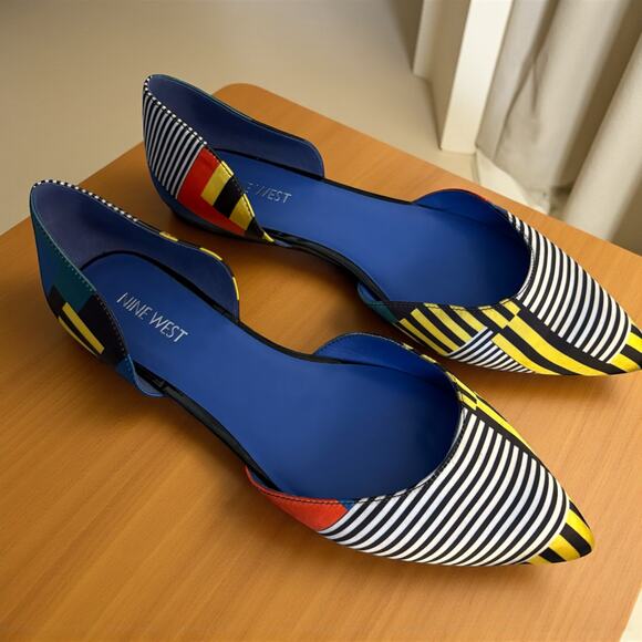 Nine West Starship D’Orsay Flats Multi Stripe Size 9 - Picture 4 of 6